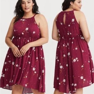 Torrid High Neck Challis Hi-Lo Dress